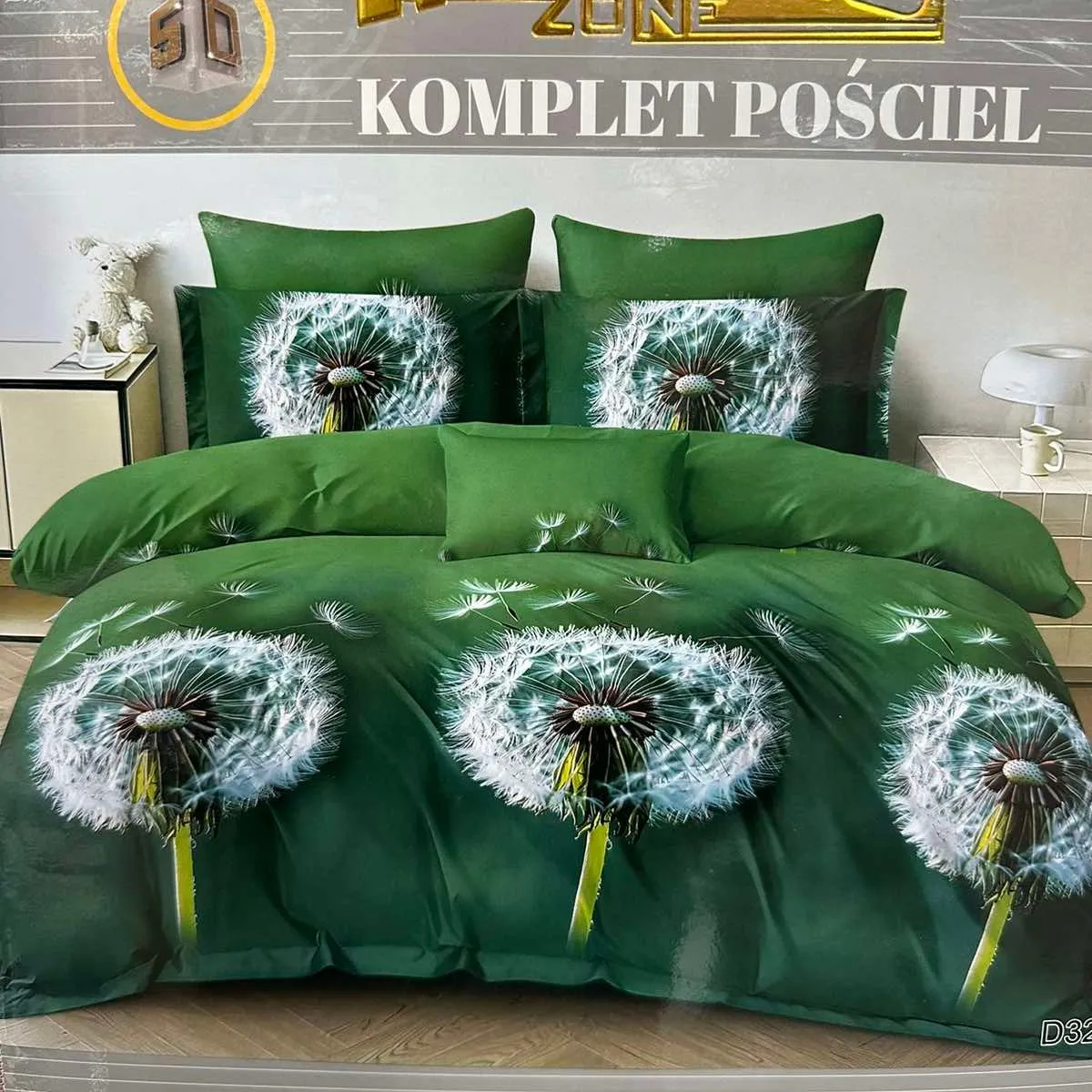 Komplet Pościeli 3D Milano 160/200 Zielony Puszatek