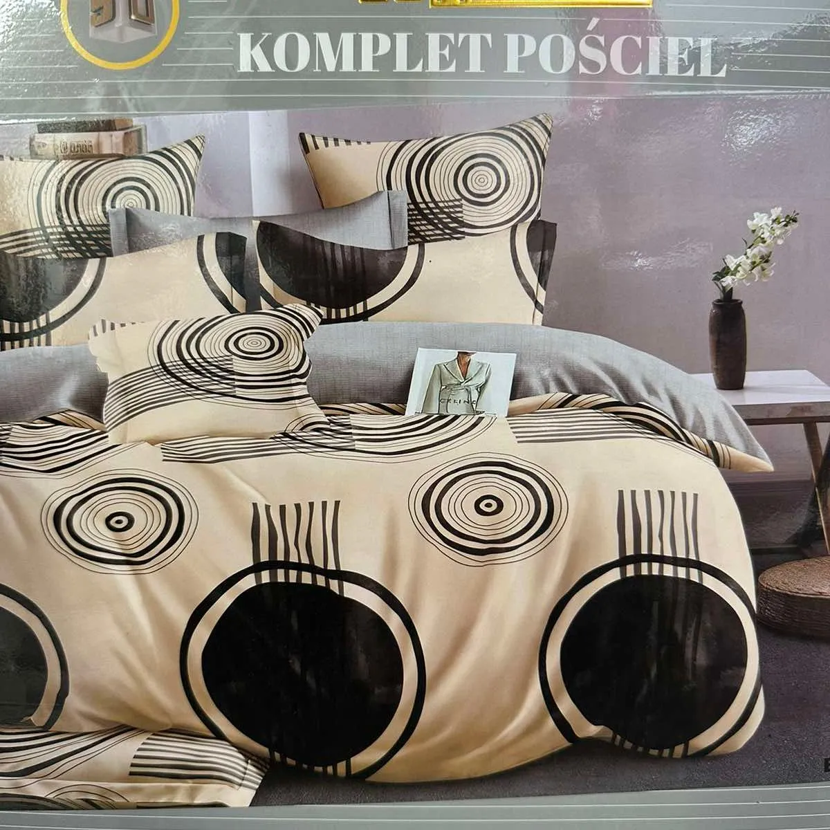 Komplet Pościel 3cz Milano 160/200 beżowo-czarny