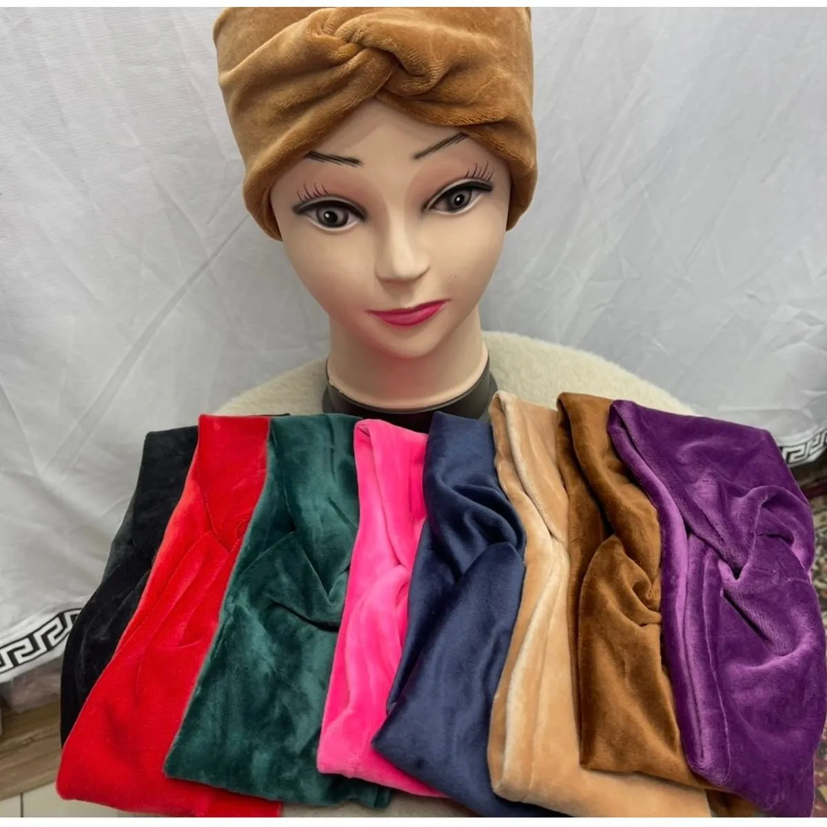 Opaski damskie zamszowe turban, mix kolorów