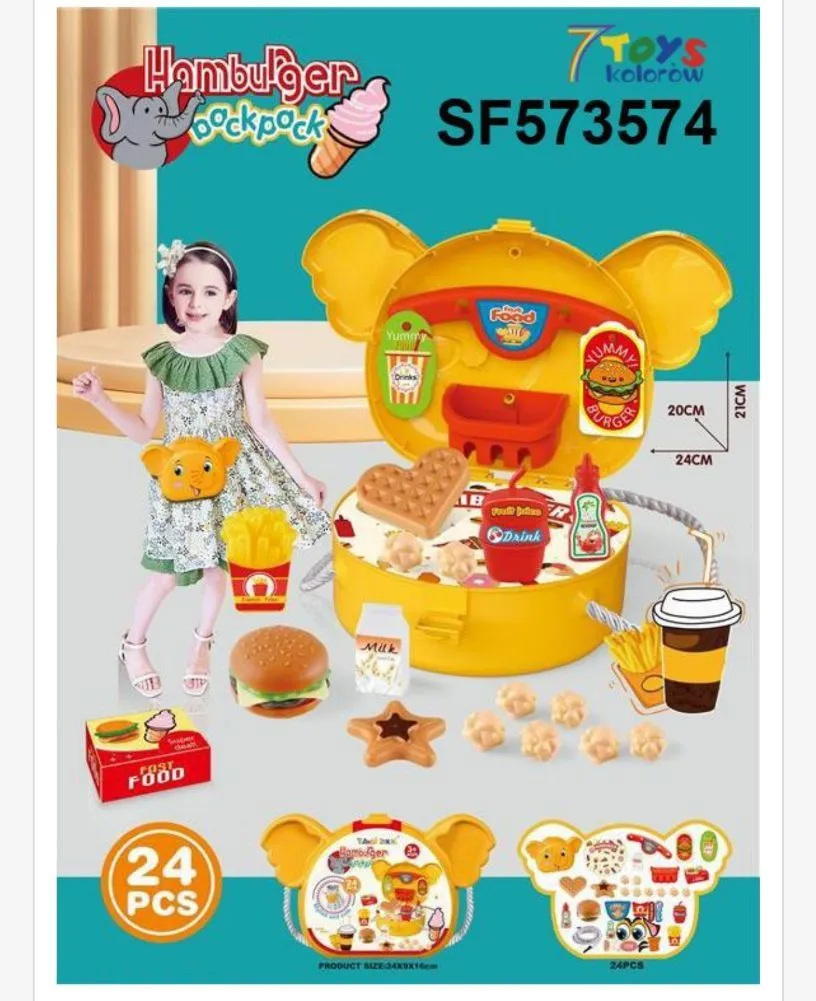 Zabawka plecak hamburger z akcesoriami 24 pcs