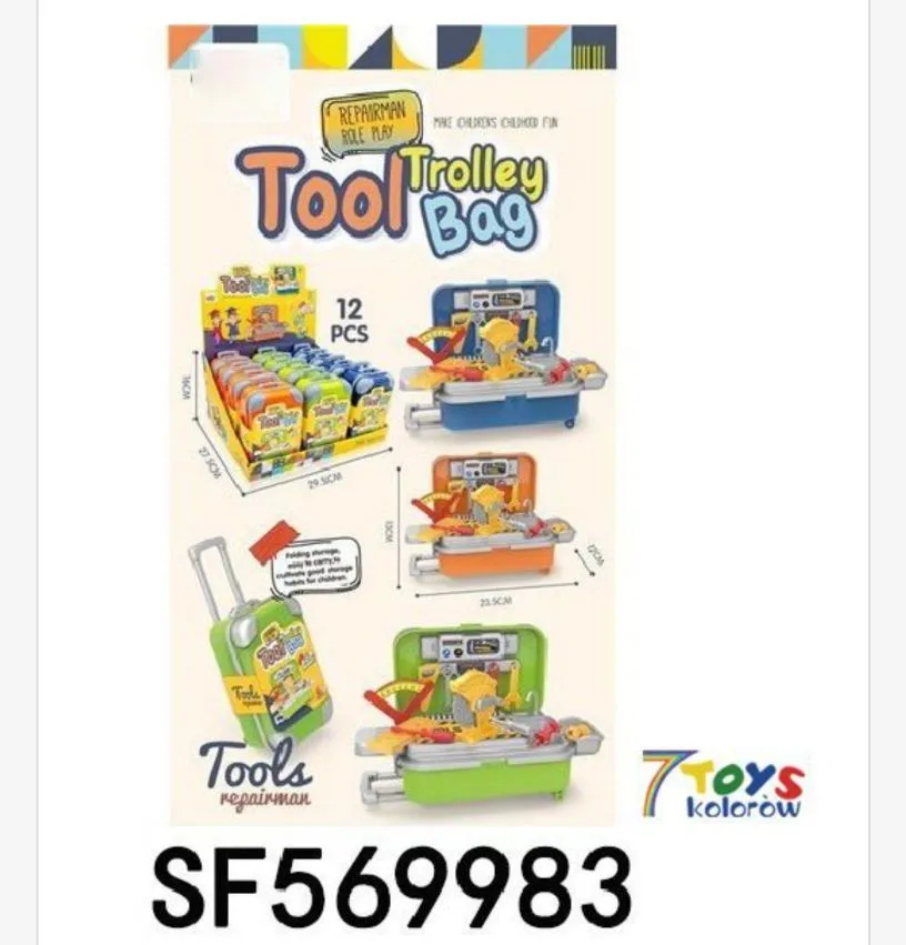 Zabawkowa Walizka Narzędziowa Tool Trolley Bag 12 szt