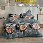 Komplet Pościel 3cz Milano 160/200 Szary z Różami