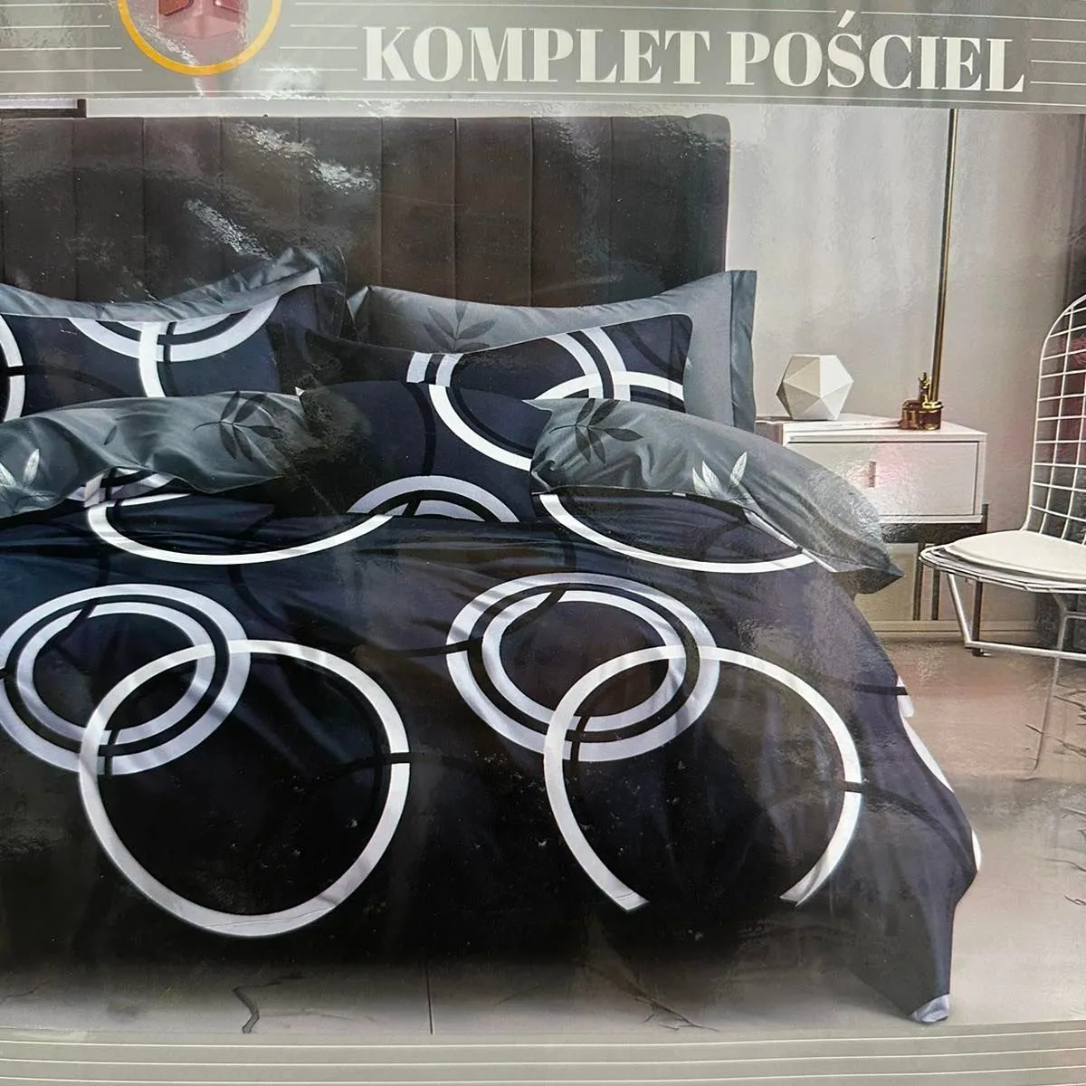 Komplet Pościel Milano 3cz. 160/200 szary/czarny
