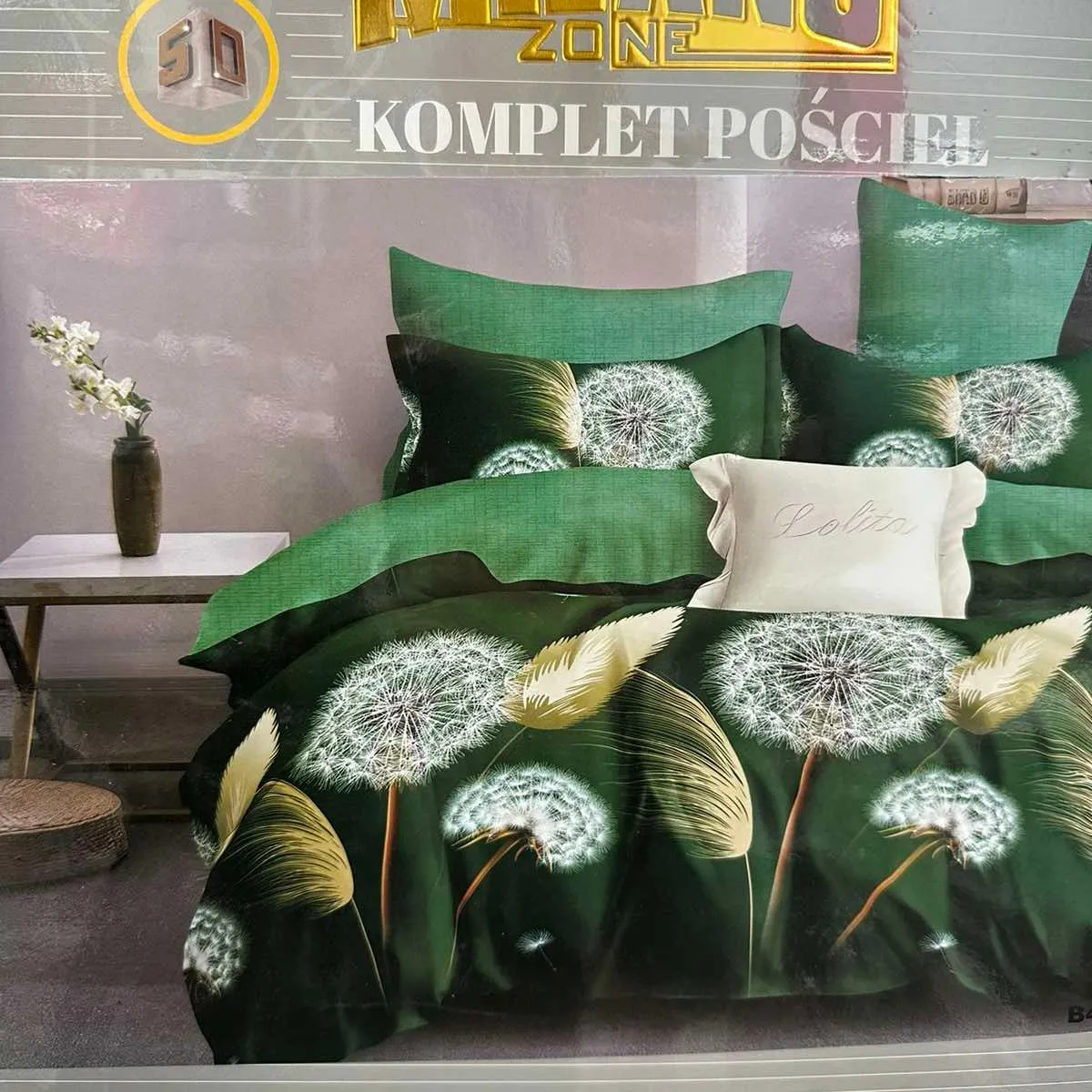 Komplet Pościel 3CZ Milano Zone 160/200 zielony dmuchawce