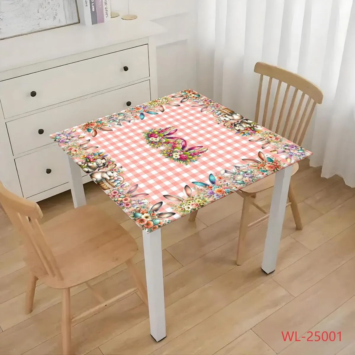 Bieżnik Wielkanocny 85/85 cm Różowy z Królikami