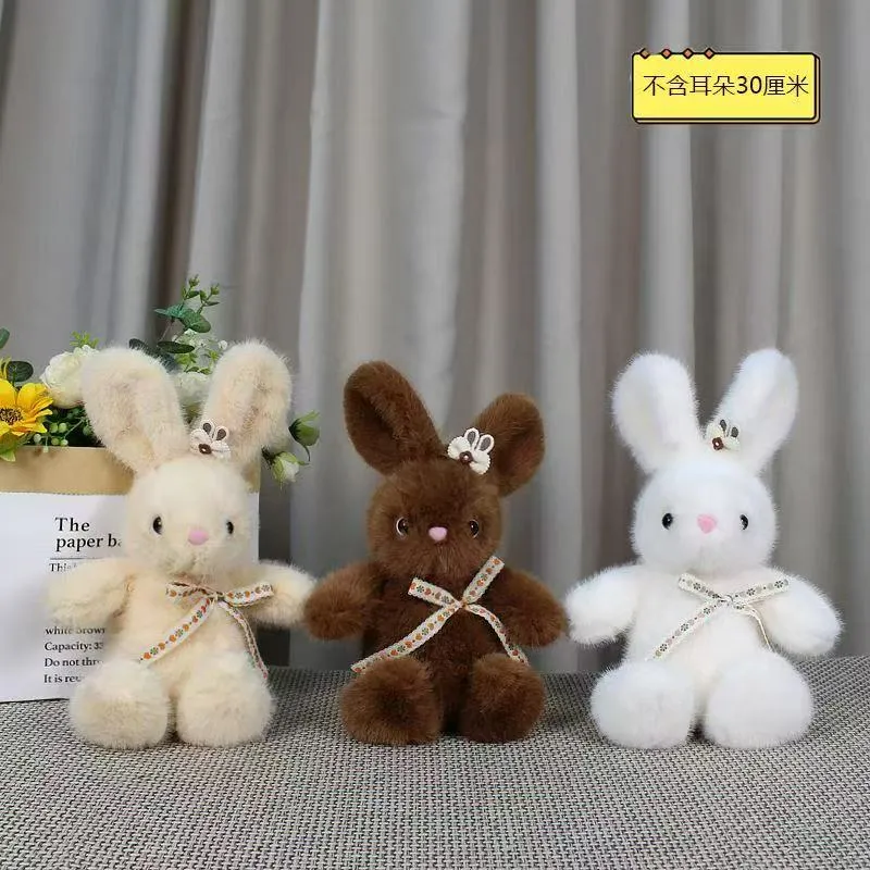 Maskotka Pluszowa Królik 30cm Brązowa/Biała/Kremowa