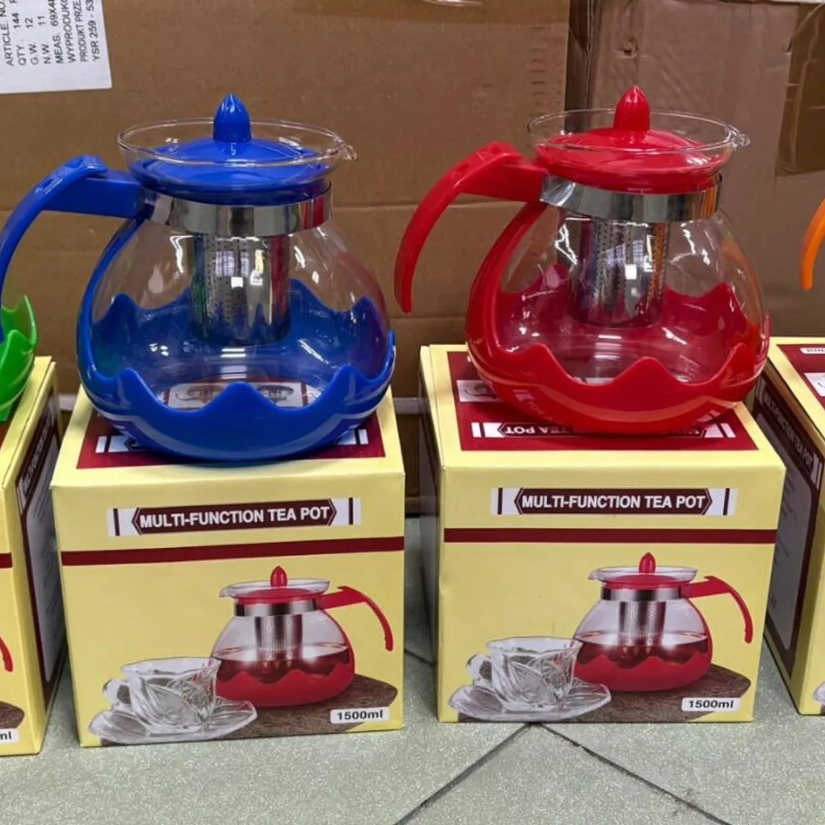Dzbanek do herbaty szklany 1500ml wielokolorowy