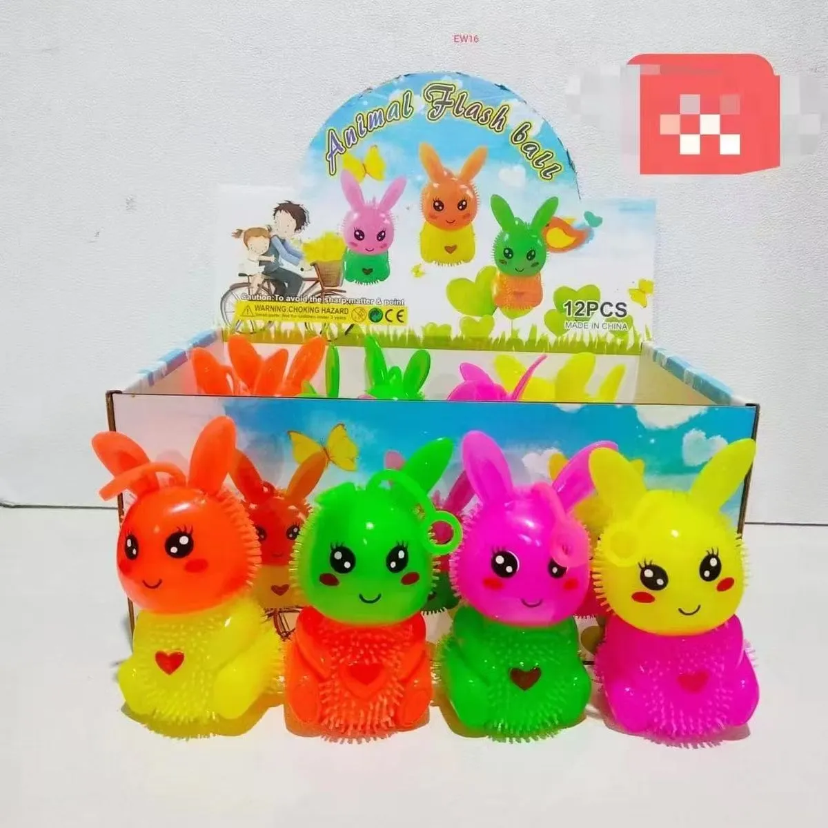 Zabawki Squeeze Toys Animal Flash Ball LED 12 szt