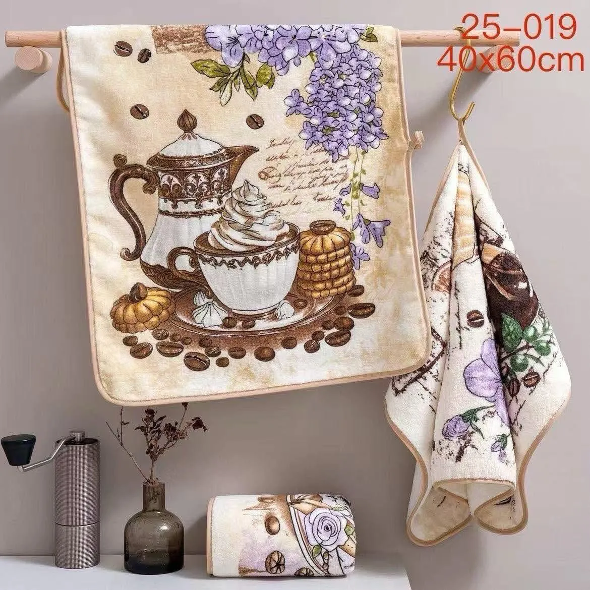 Ręcznik kuchenny mikrofibra 40x60cm wzór kawowy