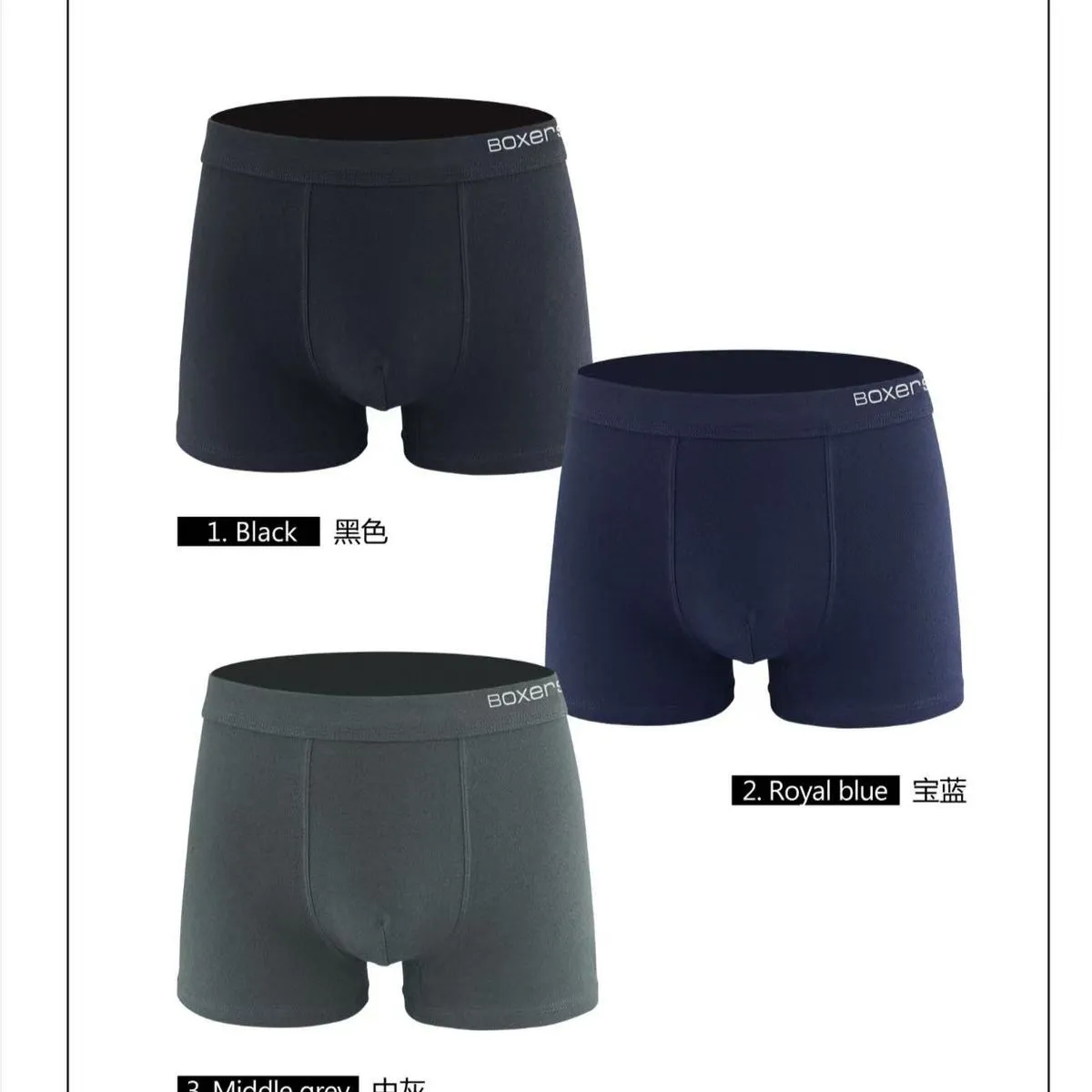 Bokserki męskie GC-CSK 3 szt. Black, Royal Blue, Middle Grey