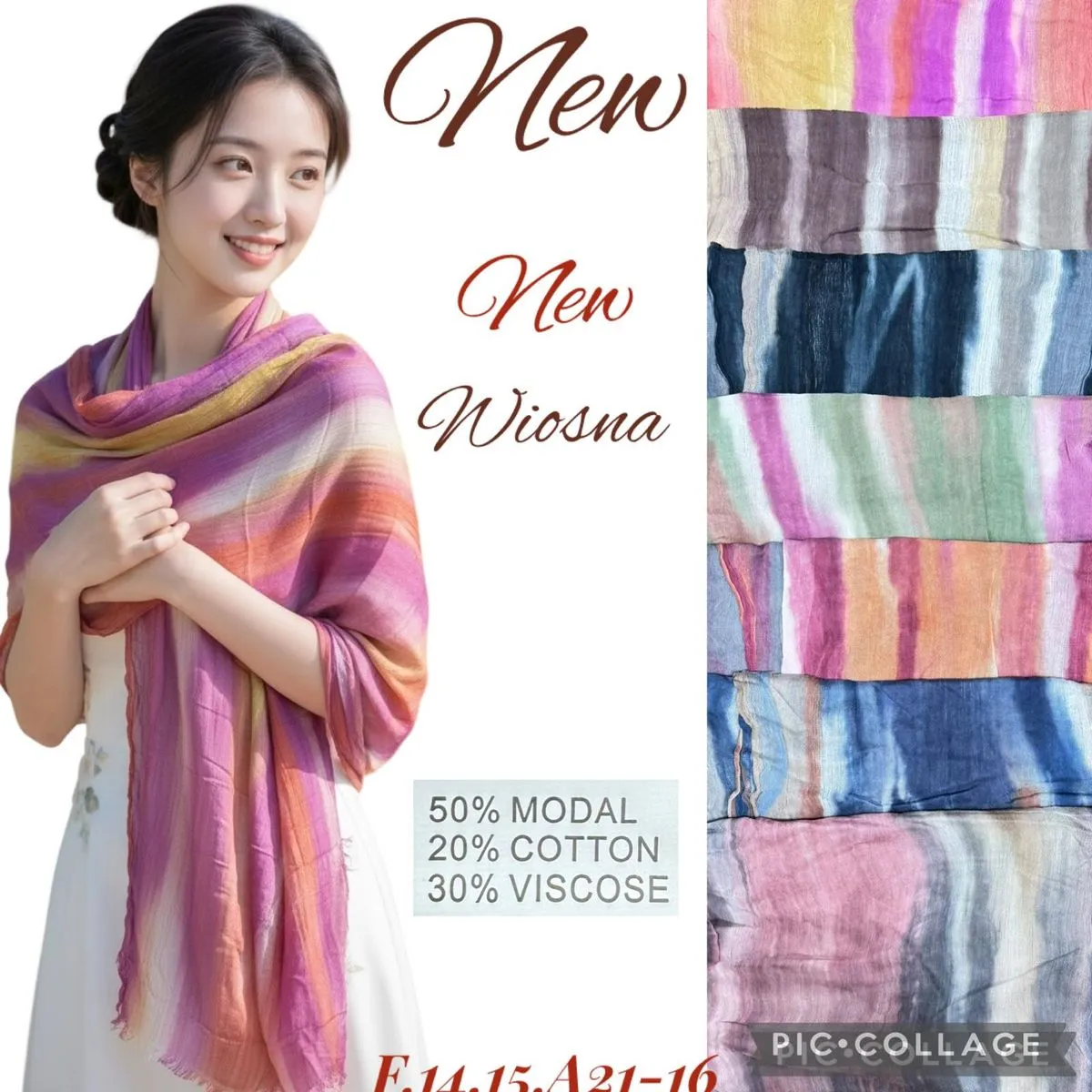 Szaliki damskie Wiosna 50% modal 20% cotton 30% viscose
