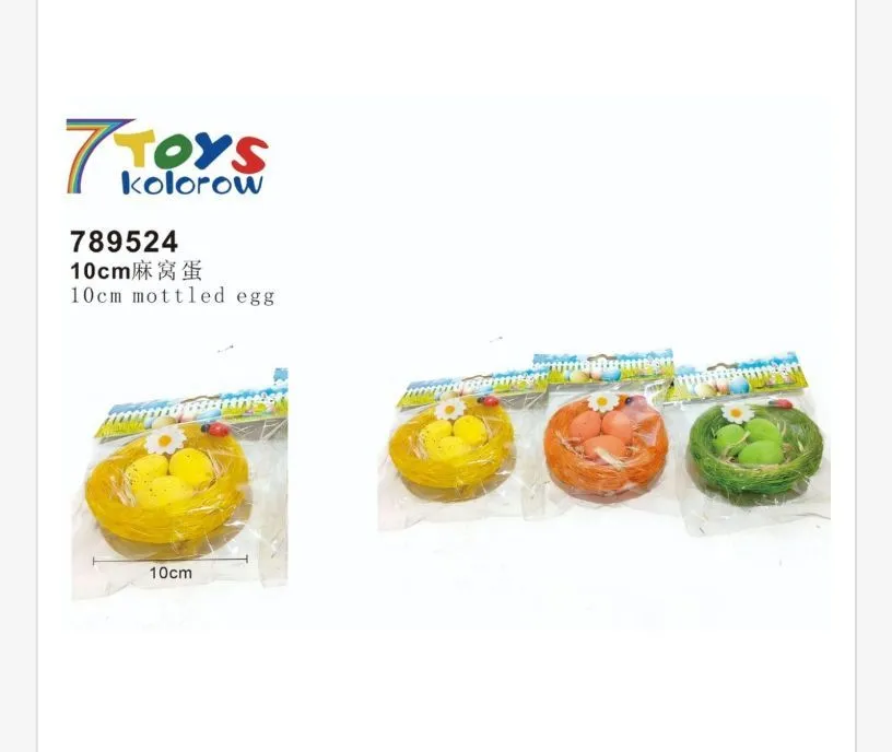 Ozdoby wielkanocne 10cm pisanki w koszyczkach 7Toys