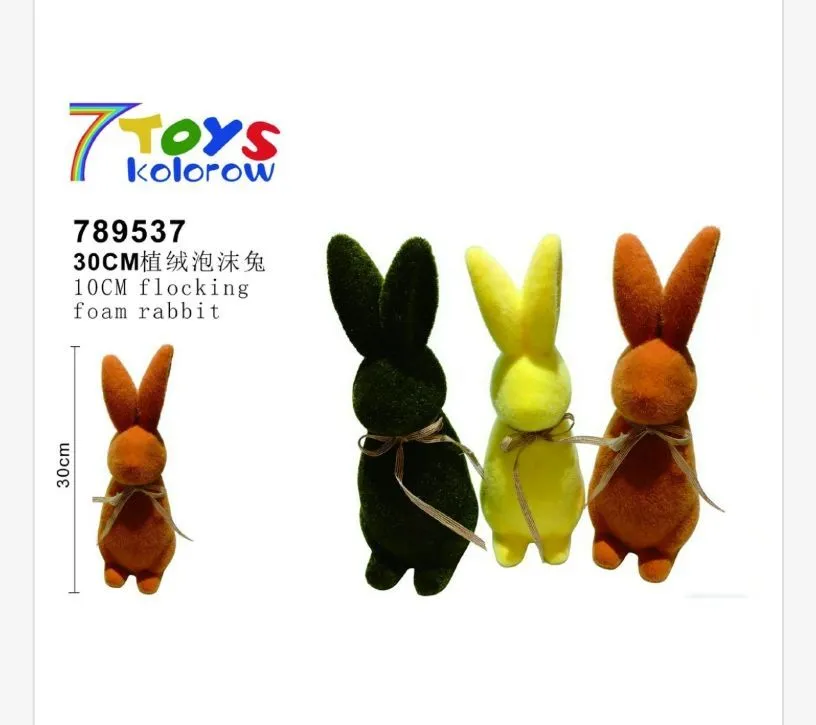Ozdoby Wielkanocne 7Toys Kolorowe króliki flokowane 30cm