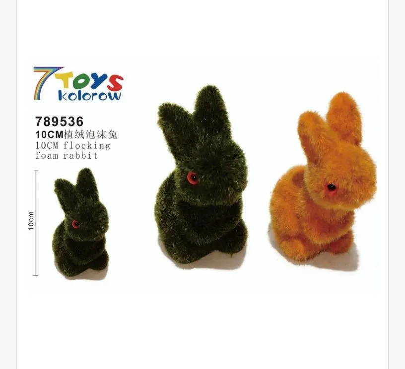 Ozdoby Wielkanocne - Zajączki Piankowe Flocking 10cm