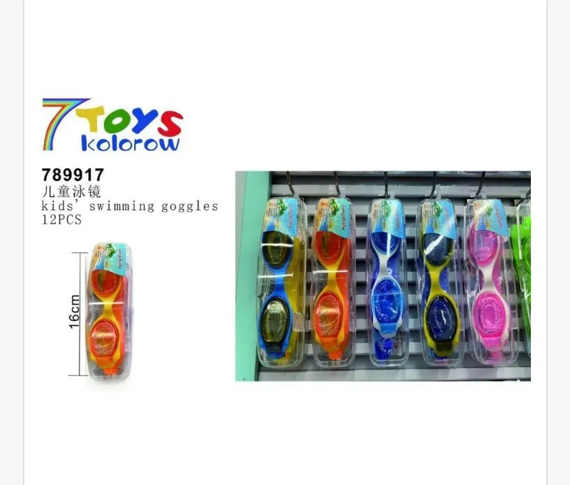 Okulary pływackie dziecięce 16 cm kolorowe 12 szt
