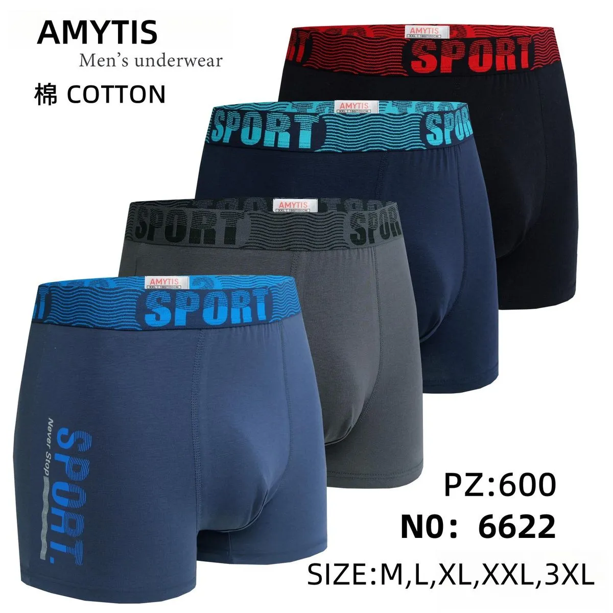 Bokserki męskie Amytis Sport bawełna S-M-L-XL-XXL-3XL