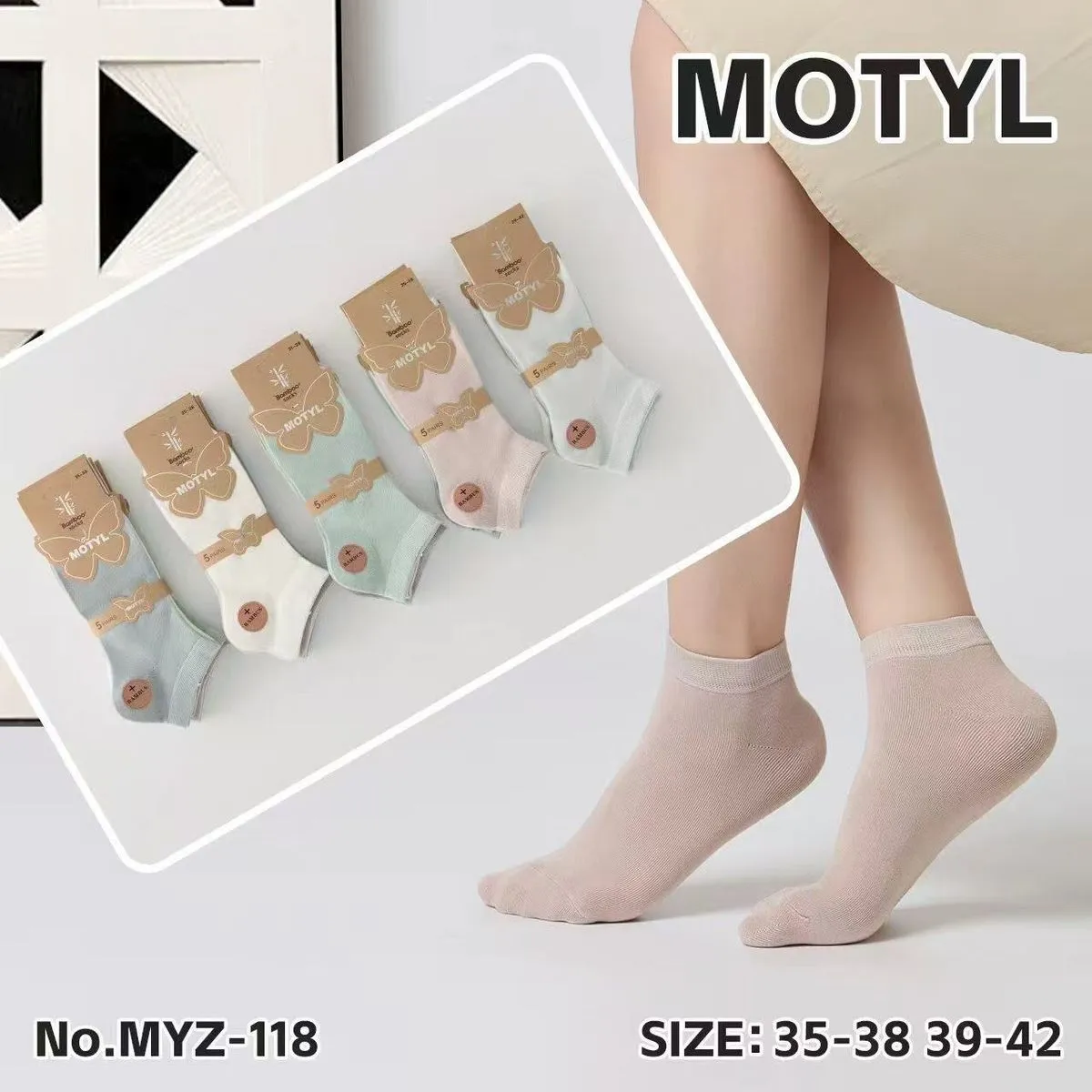 Skarpetki damskie motylkowe 5 par No.MYZ-118 roz. 35-38/39-42