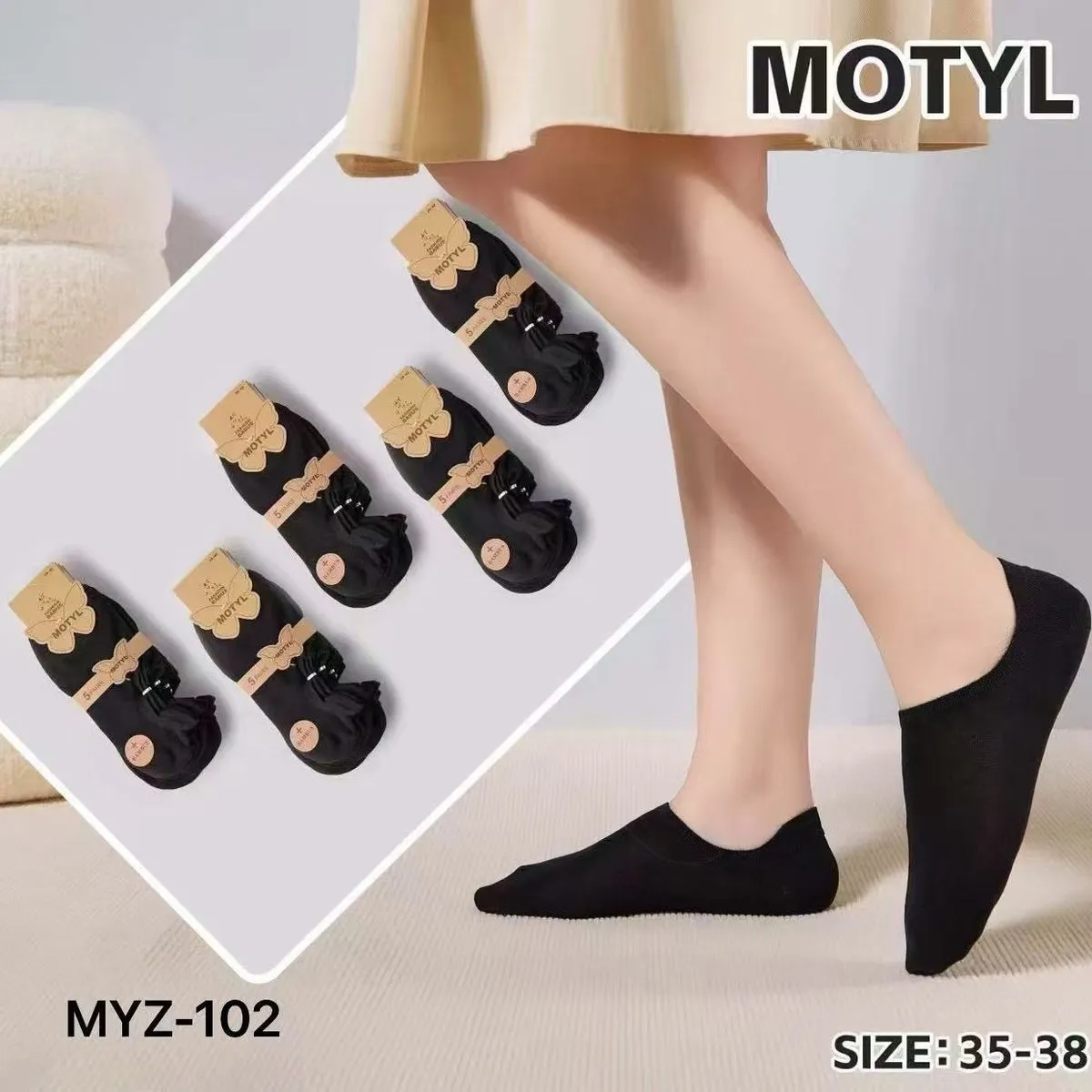Skarpetki damskie czarne Motomotyl MZY-102 rozmiar