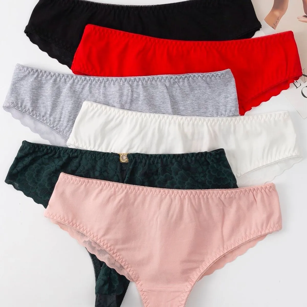 Majtki damskie Finella 6 szt. S/M/L czarny czerwony szary