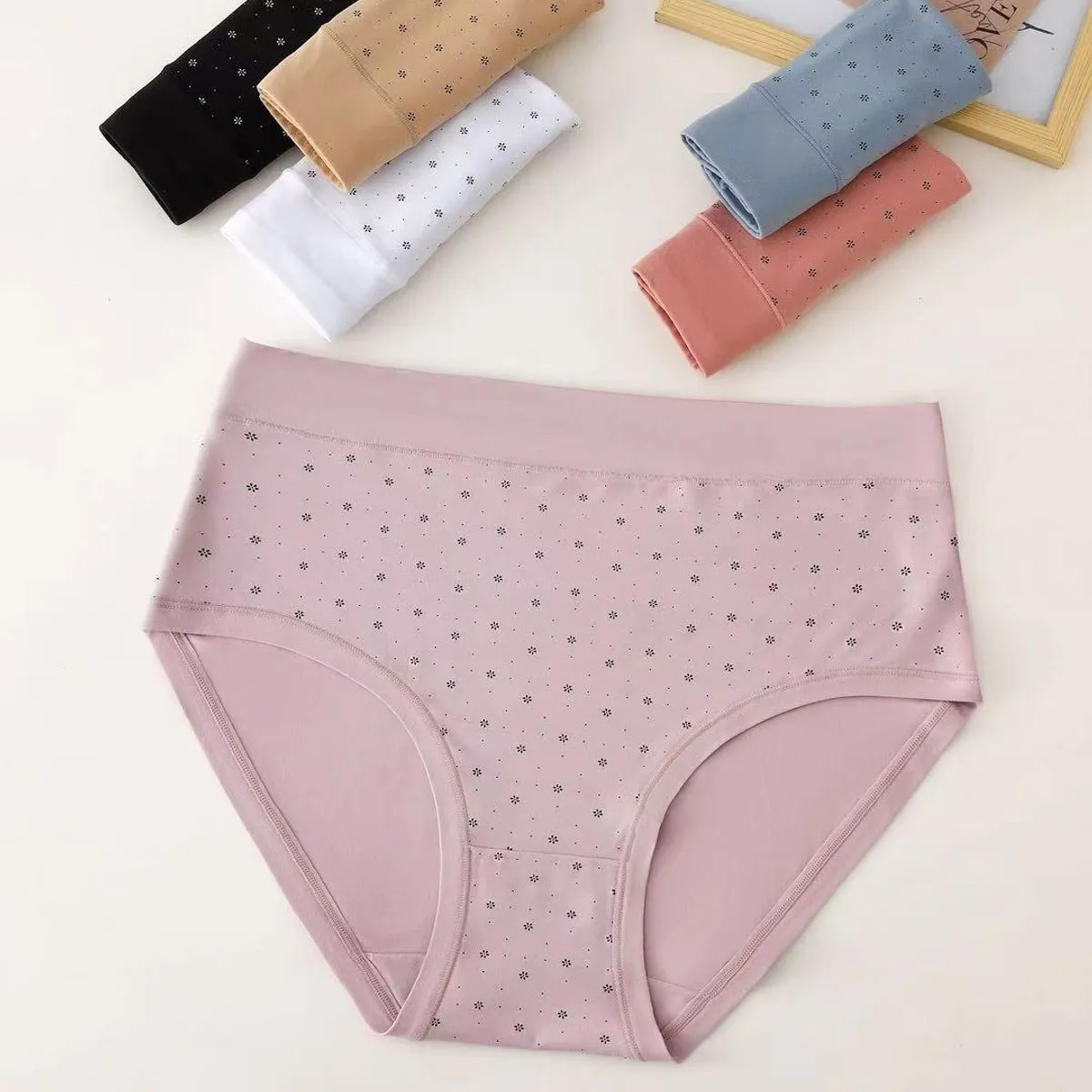 Majtki damskie XL-XXXL różowe w kropki ITEM:DM876#