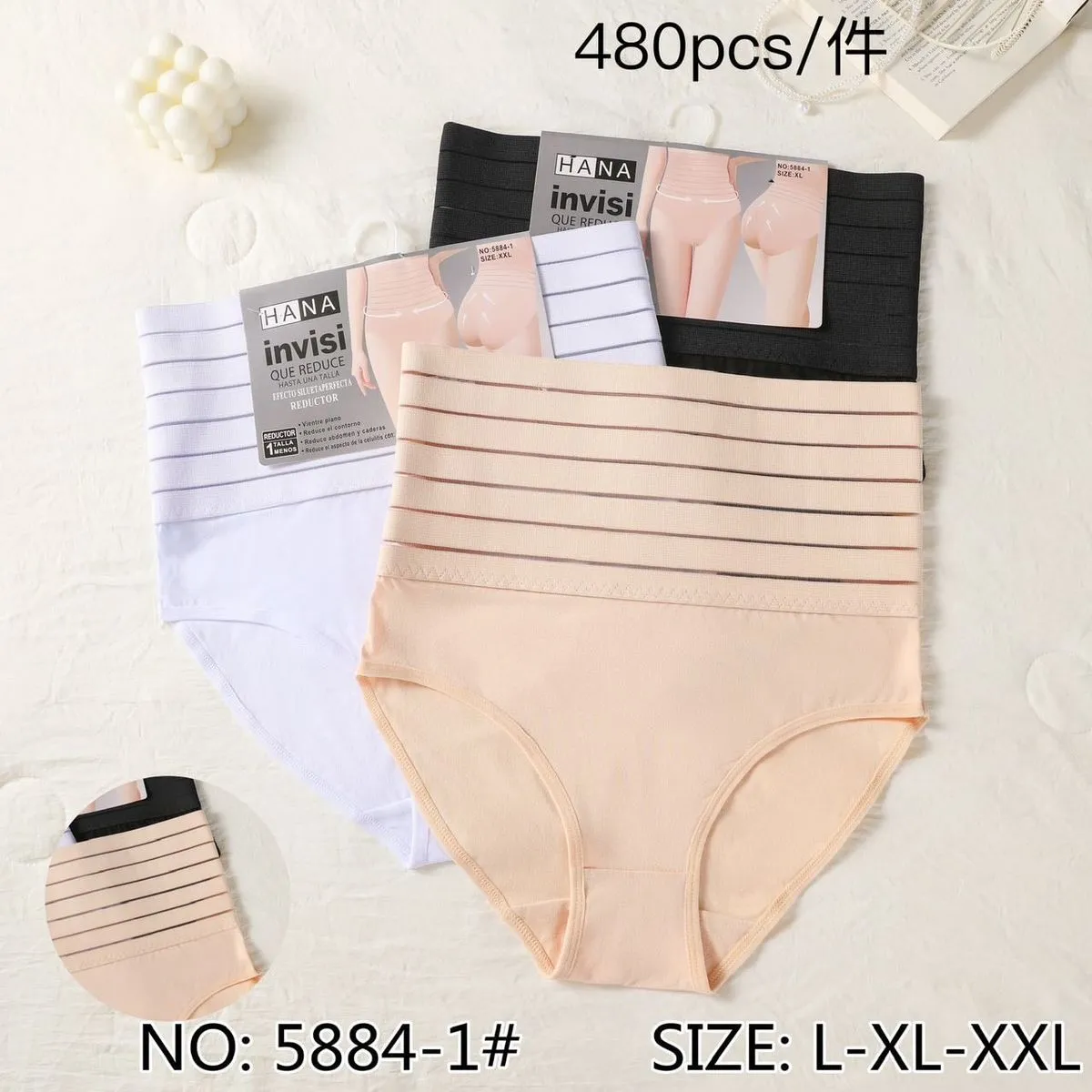 Majtki damskie modelujące HANA Invisi beżowe/czarne/białe L-XXXL