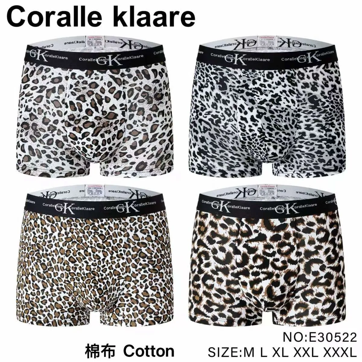 Bokserki męskie Corallek 4 szt. wzór panterka M-L-XL-XXL-XXXL