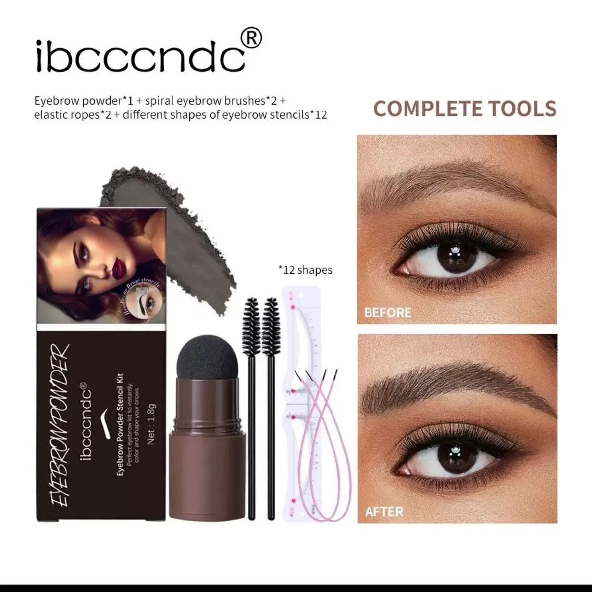 Zestaw do stylizacji brwi Eyebrow Shaper ibcccndc, 12 szablonów, 1.8g