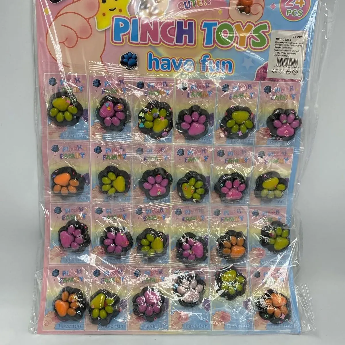 Zestaw Pinch Toys - Gumowe Gniotki Łapki, Display 24 szt.