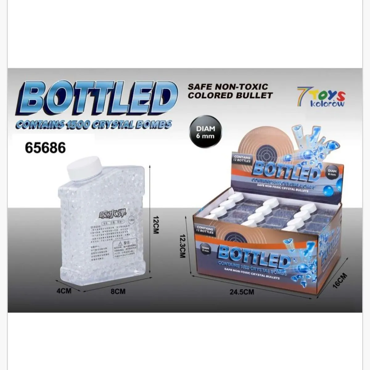 Kulki Żelowe Wodne 6mm 1500szt Butelka BOTTLED