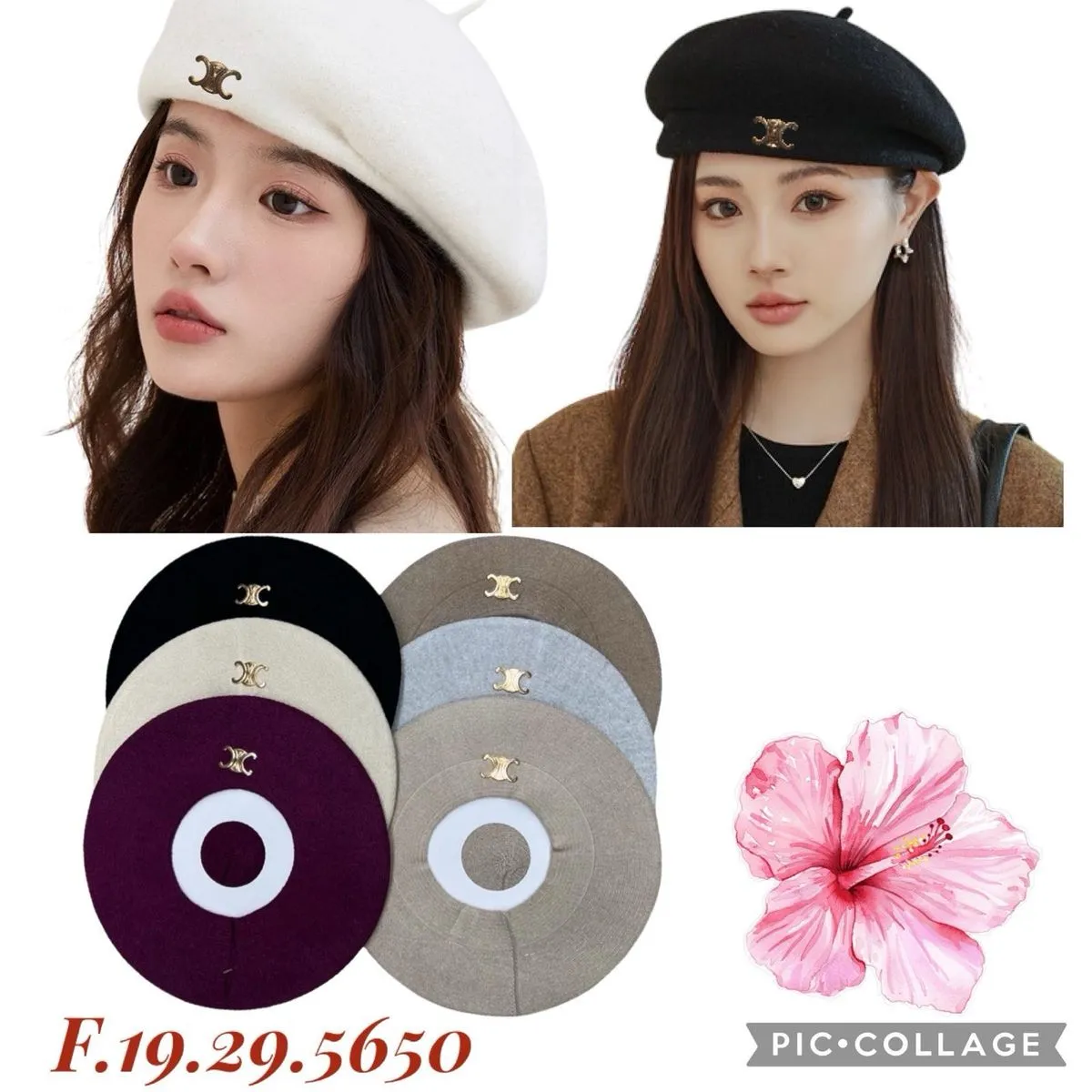 Czapki damskie beanie z logo CC, 4 kolory