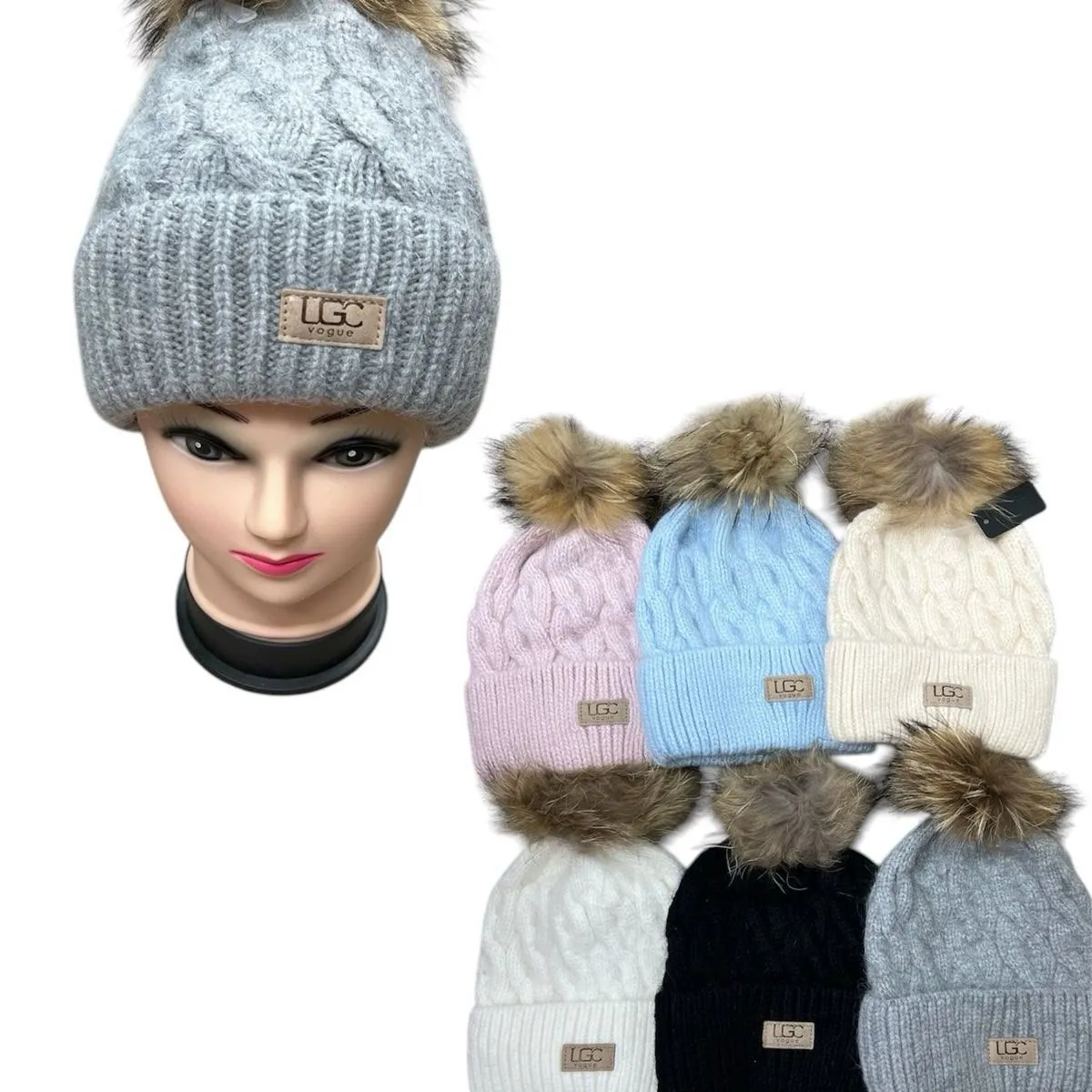 Czapki damskie beanie z pomponem agora viscose CO226703