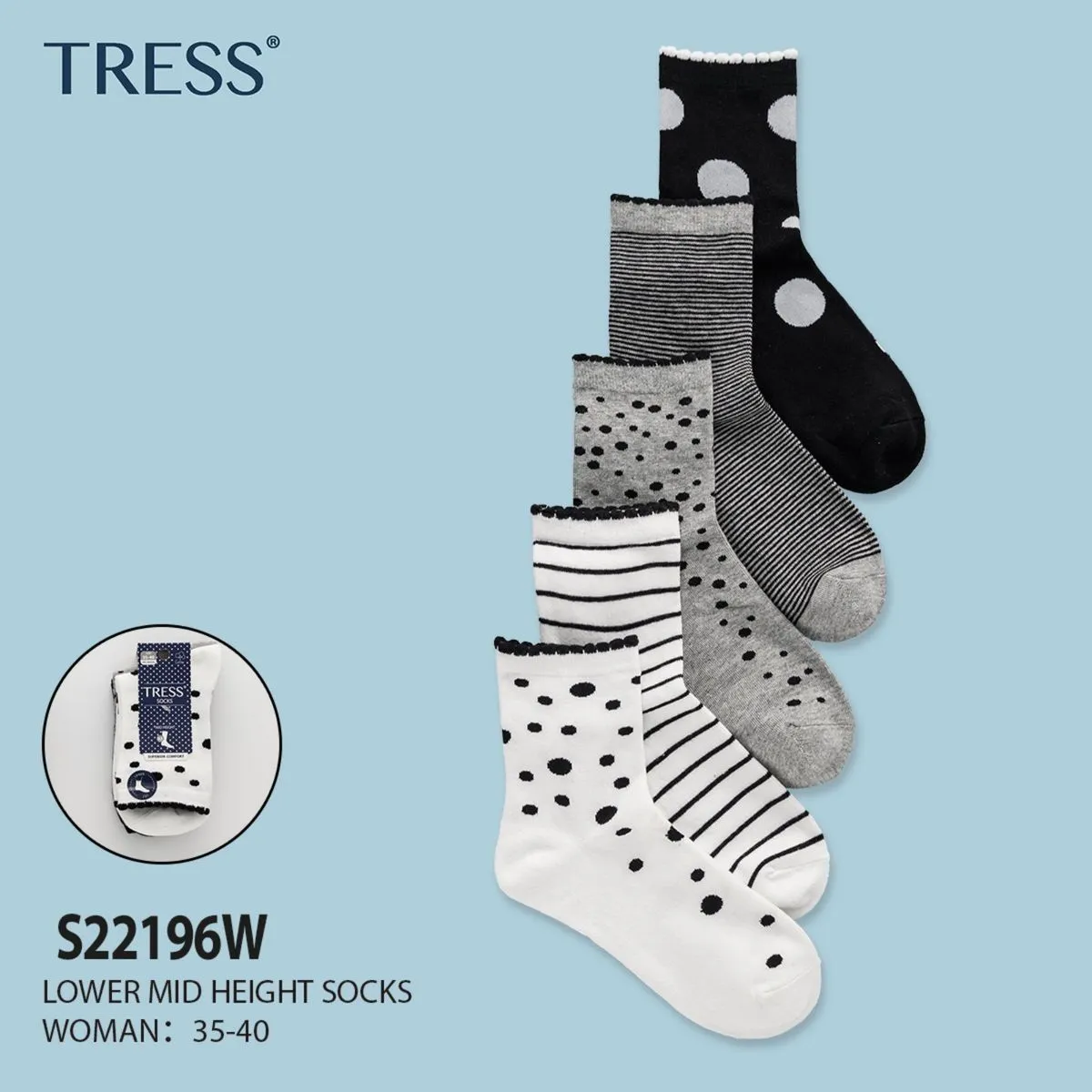 Skarpetki damskie TRESS S22196W 35-40, zestaw 5 par
