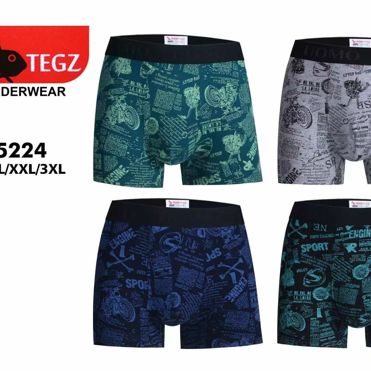 Bokserki męskie Man Tegz NO.5224 M/L/XL/XXL/3XL 4 szt