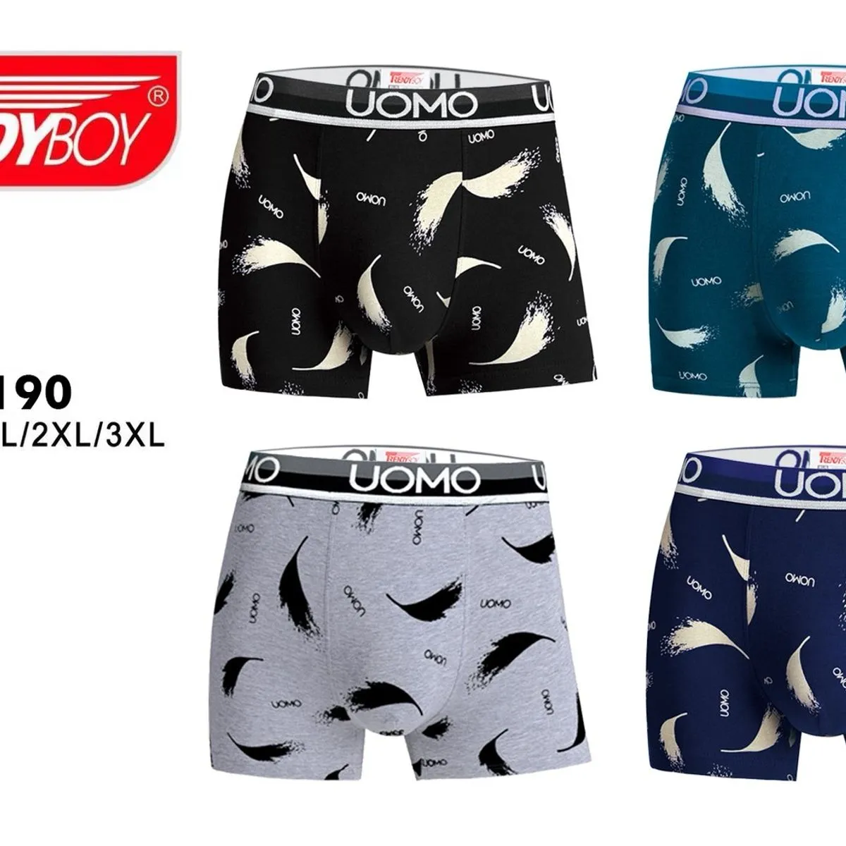 Bokserki męskie TrendyBoy Uomo wzór piór M/L/XL/XXL/3XL