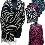 Szaliki damskie w deseń zebra, różne kolory, 12 szt/op.