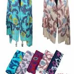 Szaliki damskie bawełniane wzór kwiatowy 100% cotton CH1617