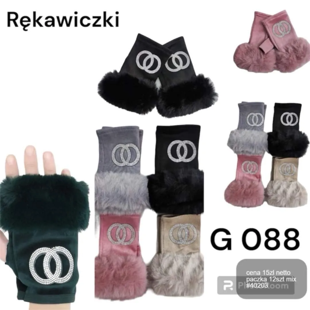 Rękawiczki damskie futrzane G0888 mix kolorów