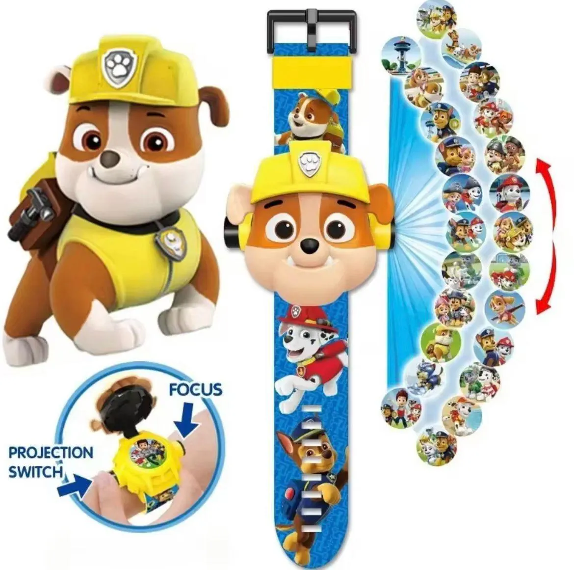 Zegarek dla dzieci Paw Patrol Chase żółty z kaskiem