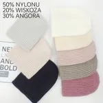 Czapki damskie z angory 50% nylon, 20% wiskoza, 30% angora