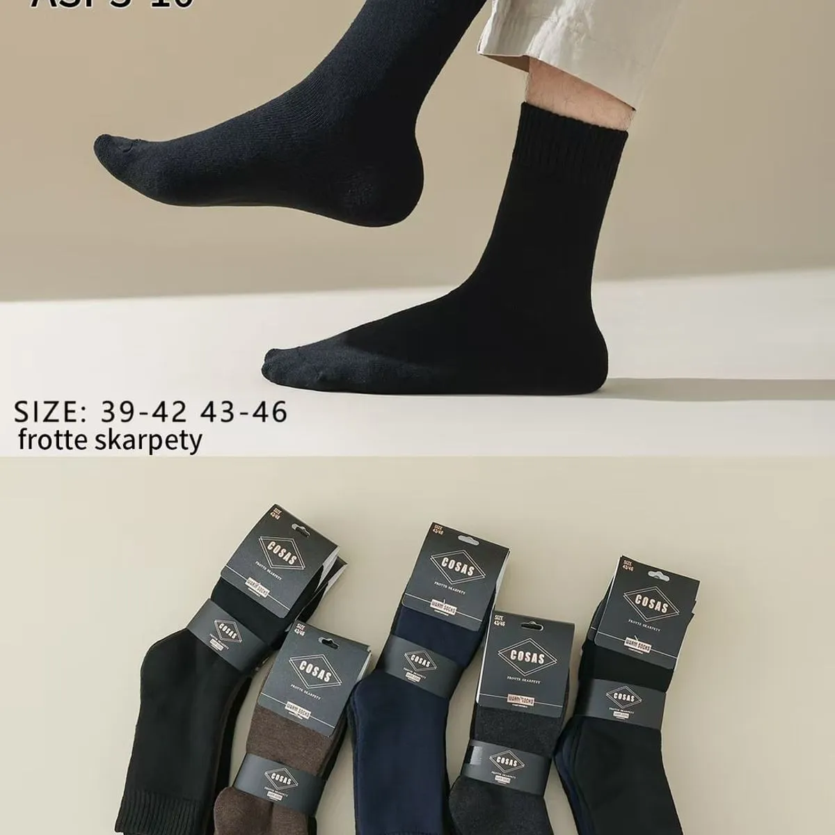 Skarpetki męskie frotte czarne/brązowe/navy rozmiar