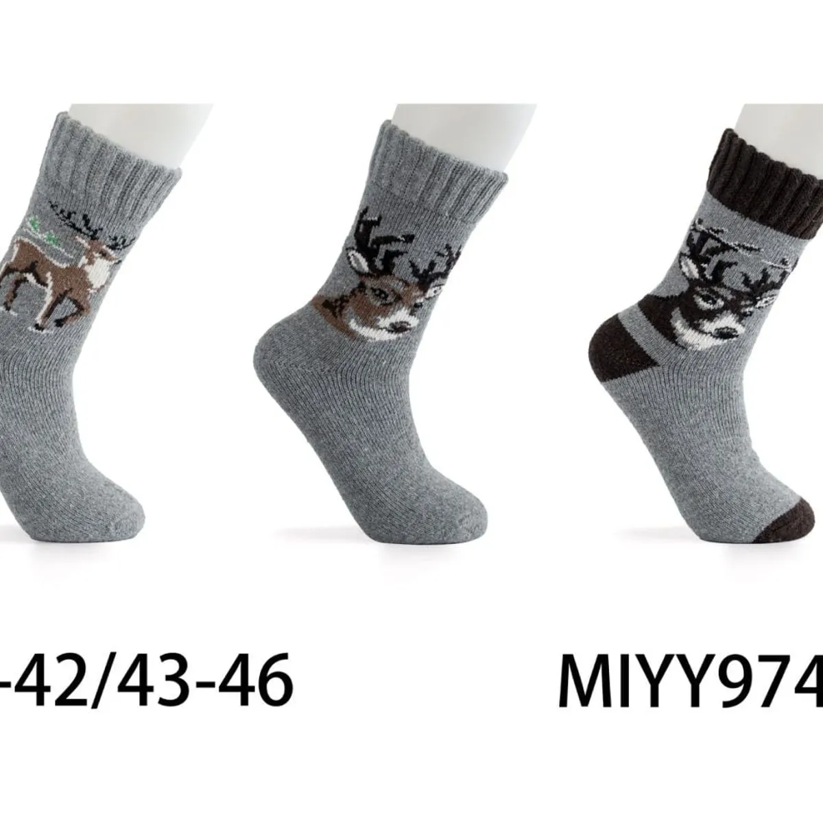 Skarpetki męskie z reniferem szare 39-42/43-46