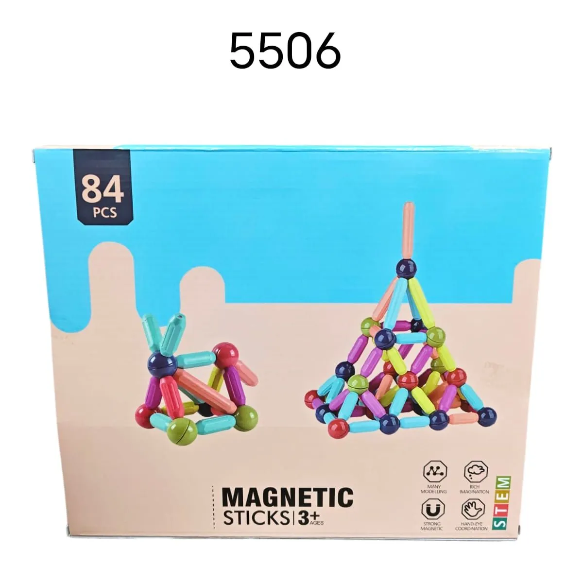 Zabawki Magnetyczne 84PCS Magnetic Sticks 5506