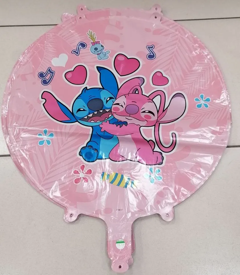 Balon foliowy Stitch i Angel różowy 50 szt