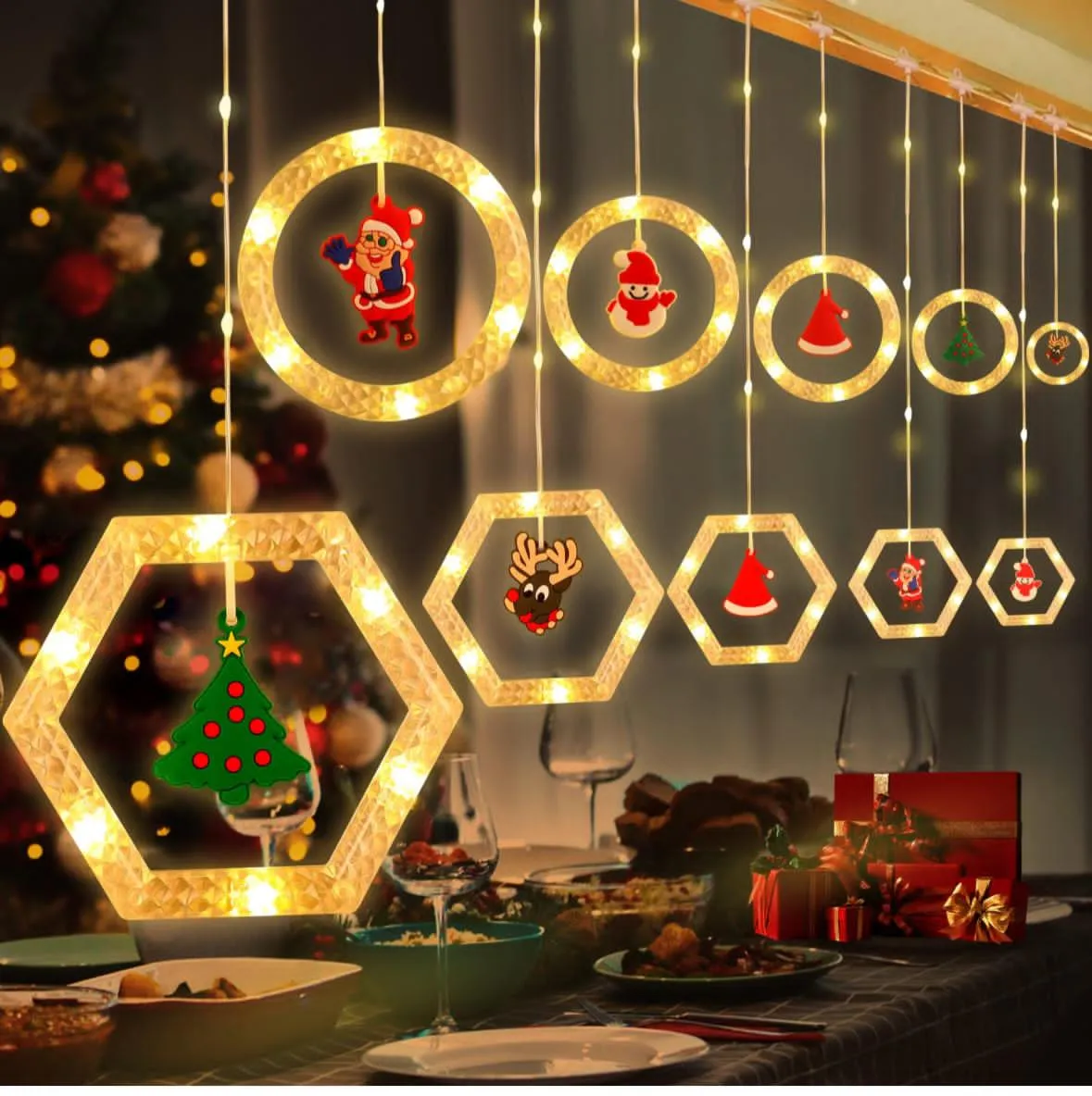 Lampka Girlanda LED 3m Świąteczna z Mikołajem i Reniferem