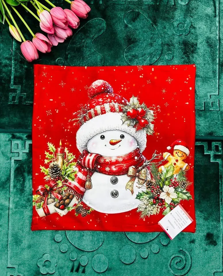 Poszewki 40x40 cm świąteczny bałwan z reniferem