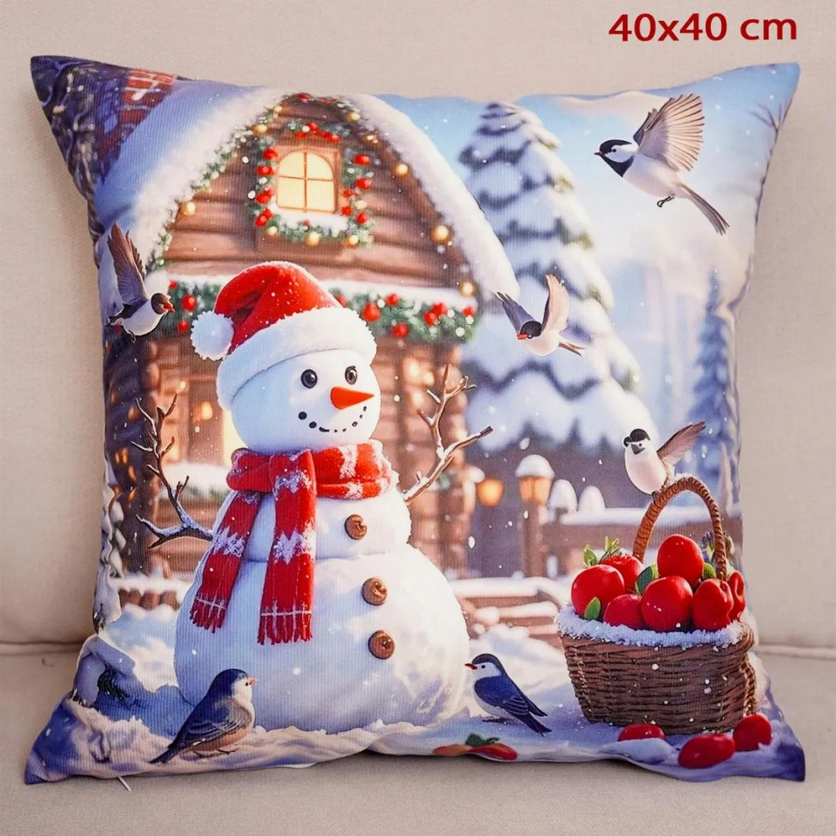 Poszewki na poduszkę 40x40 cm świąteczne ze śniegiem