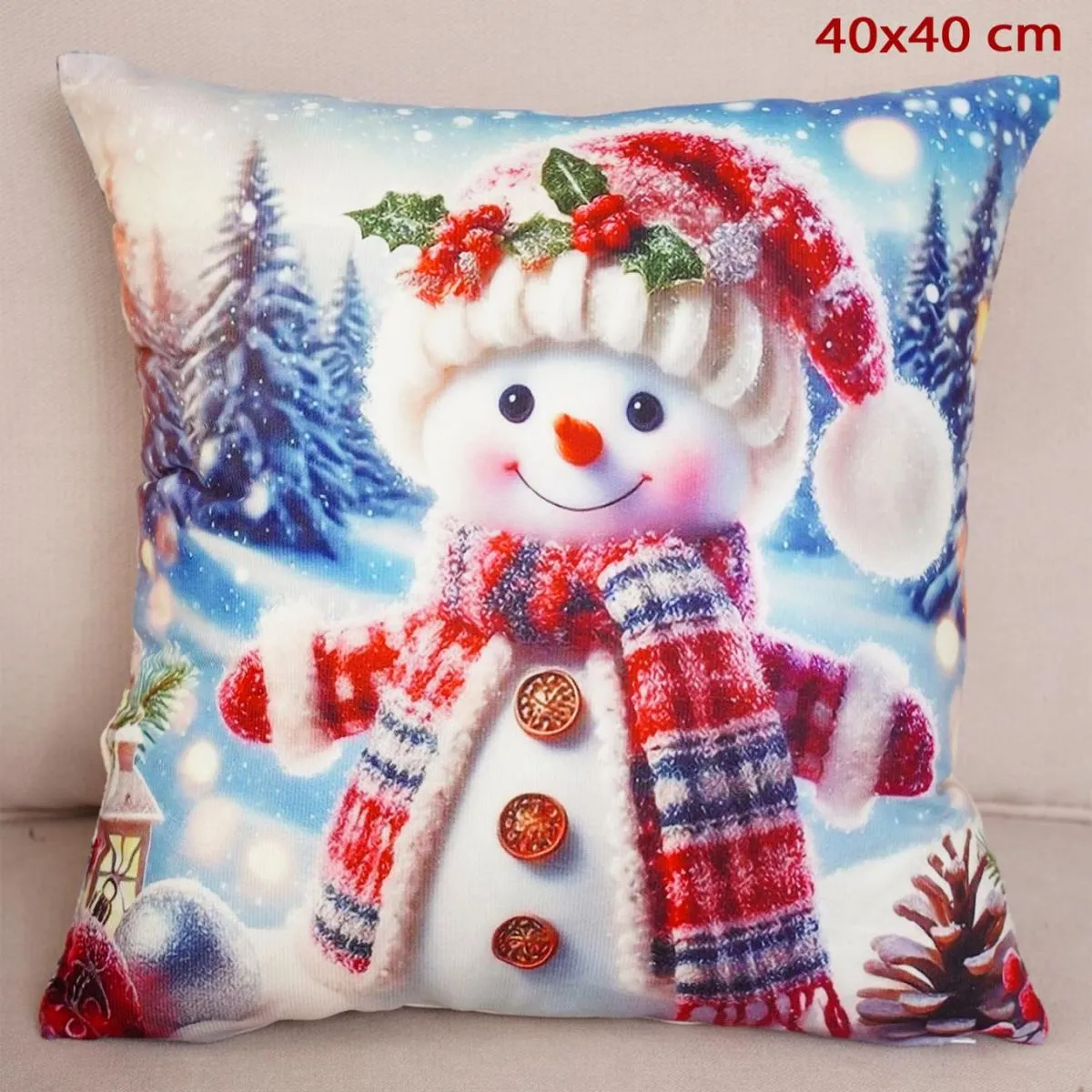 Poszewki na poduszkę 40x40 cm bałwan świąteczny