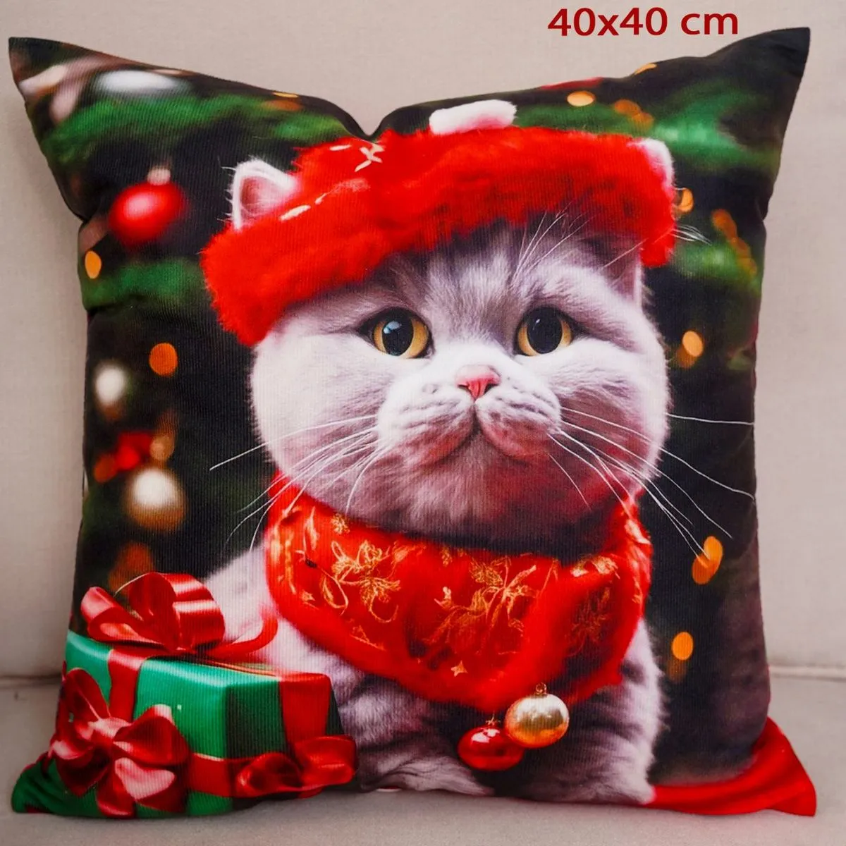 Poszewki na poduszkę 40x40 cm kot świąteczny