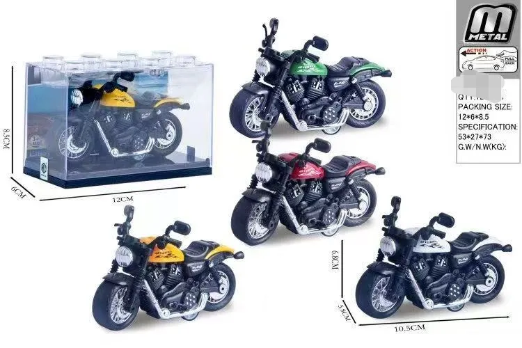 Metalowa zabawka motocykl 10,5 cm - zestaw 4 szt
