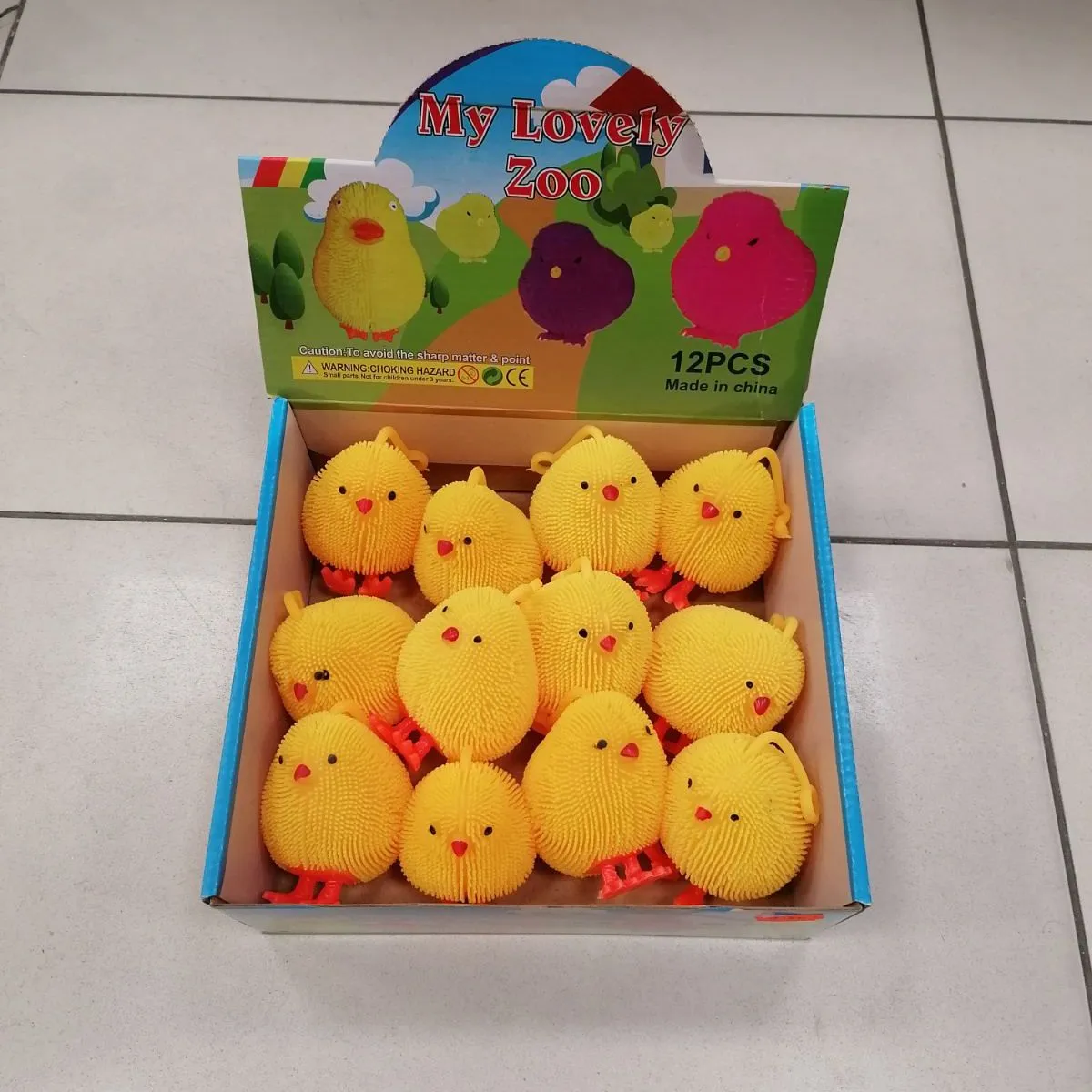 Zabawki Squeeze LED My Lovely Zoo Kurczaki Żółte 12 szt